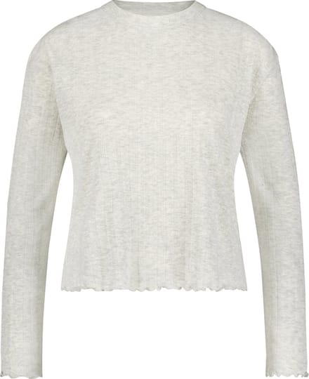 Hunkemöller Dames Nachtmode Pyjama top Pointelle - Beige - maat 2XL