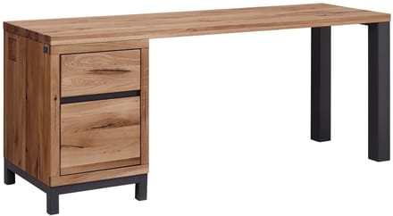 MASSIVMOEBEL24.DE bureau wilde eik bruin massief hout 180 cm (BxTxH) geolied VILLANDERS #344 gemonteerd volledig massief