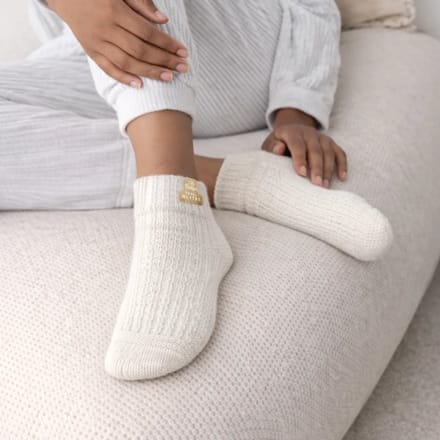 Skéépe – Witte Wollen Sokken – Enkelsokken - Maat 36-38 - Beige label - Texelse Schapenwol