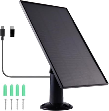 Zonnepaneel - Camera Charger - Continue Stroom - IP66 Weerbestendig - 8 Watt - Zwart