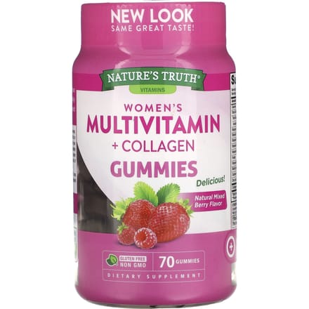 Nature's Truth, multivitamines + collagène pour femmes, arôme naturel de baies mélangées, 70 gommes