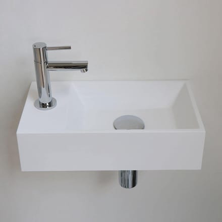 Fontein INK Contra Rechthoek Links 40x22x10cm Polystone Mat Wit 1 Kraangat