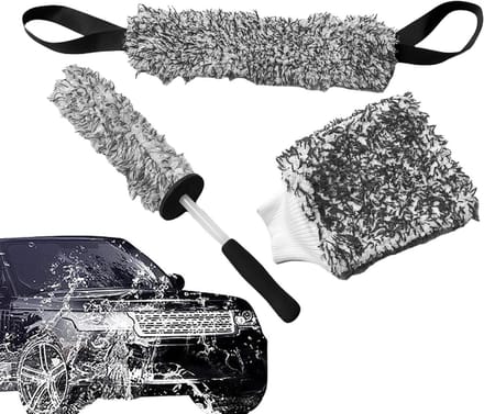 Autovelgenborstel Set - Velgenreiniger - Auto Onderhoud - Krasvrije Microvezel - 3 Stuks - Zwart