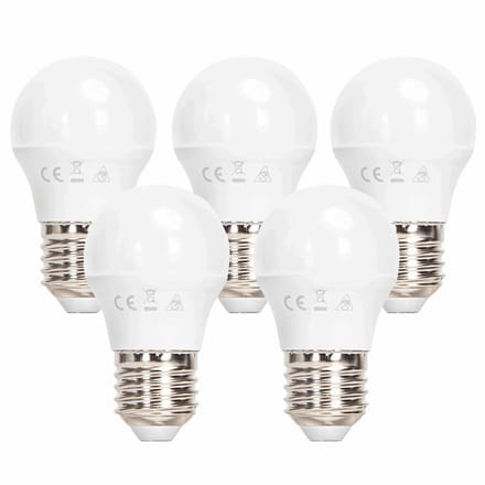 Kogellamp 5 stuks warmwit - grote fitting | E27 LED lamp 6W~510Lm=42W traditionele verlichting | 3000K - 230V