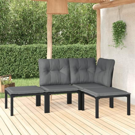 vidaXL - 4-delige - Loungeset - poly - rattan - zwart - en - grijs