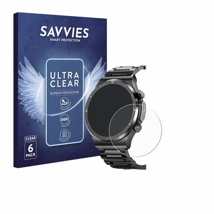 Savvies - Screenprotector voor Powerwill Smartwatch 1.39" - Folie Beschermfolie transparant 6 Stuks