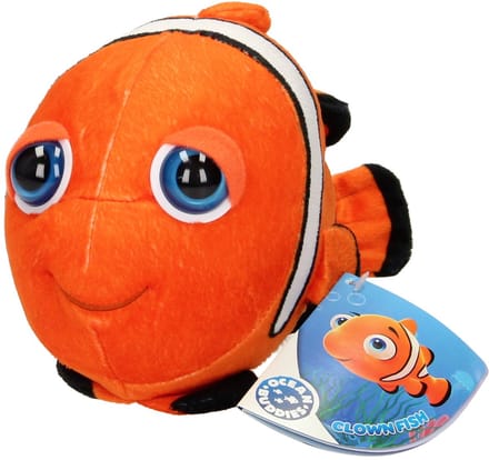 Lobbes knuffel clownvis pluche - grote kop - 25cm - zachte vis knuffel.