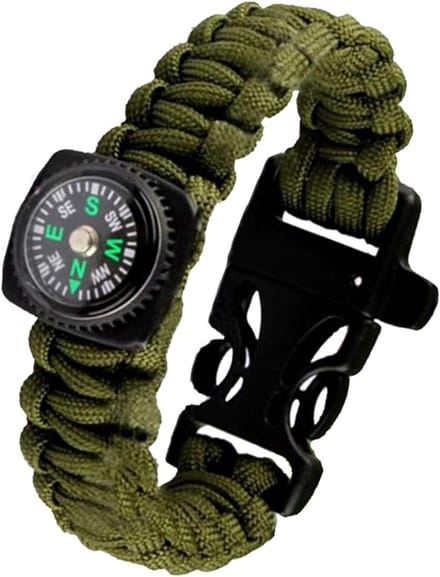 Jumada's - Paracord armband - Multifunctioneel - Kompas en fluitje - Lichtgewicht - Legergroen