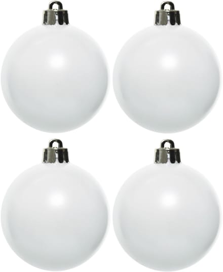 Decoris Kerstballen - 4x st - wit - 10 cm - kunststof - kerstversiering