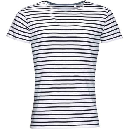 SOLS Heren Miles Gestreept Ronde Hals T-shirt (Wit/Zwaar)