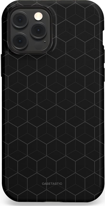 Casetastic hoesje geschikt voor Apple iPhone 12 / Apple iPhone 12 Pro - MagSafe - Dubbellaagse bescherming - Hexago - Fashion Case - Zwart