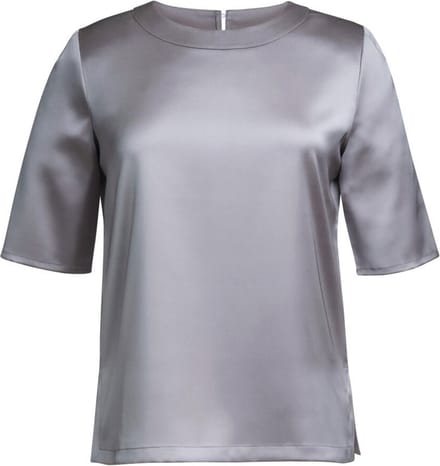 Blouse Dames 46 EU (18 UK) Brook Taverner Ronde hals Korte mouw Grey 97% Polyester, 3% Elasthan