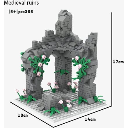 Bâtiments style ruines de scène blocs de construction Projet de création DIY blocs de construction Seconde Guerre mondiale ruines médiévales scène ruines bâtiment jouet modèles de construction gray