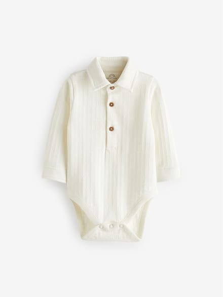 Next - Jongens - Baby Bodysuit met textuur en overhemd - Wit