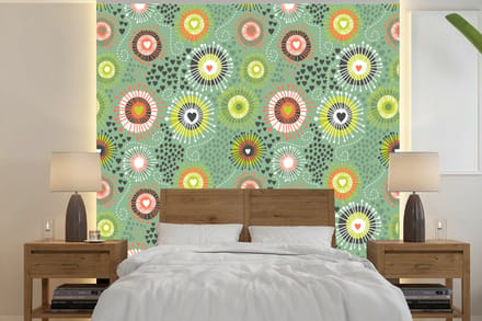 Behang - Fotobehang Bloem - Design - Hartjes - Breedte 280 cm x hoogte 280 cm