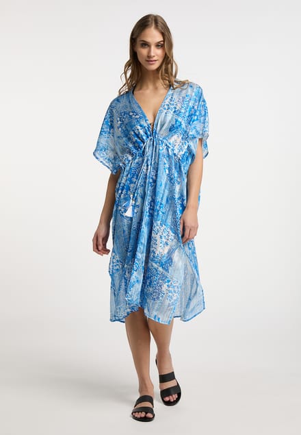IZIA Kimono Dames blauw wit