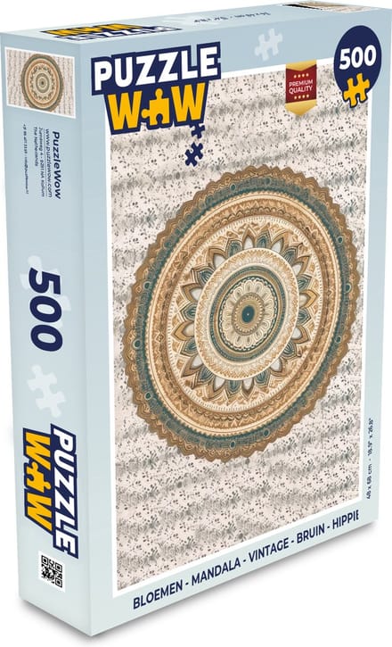 Puzzel Bloemen - Mandala - Vintage - Bruin - Hippie - Legpuzzel - Puzzel 500 stukjes
