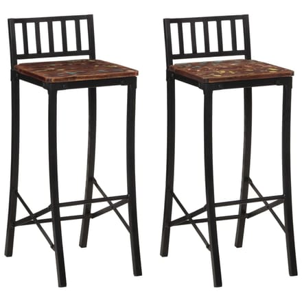 vidaXL - Barstoelen - 2 - st - massief - gerecycled - hout