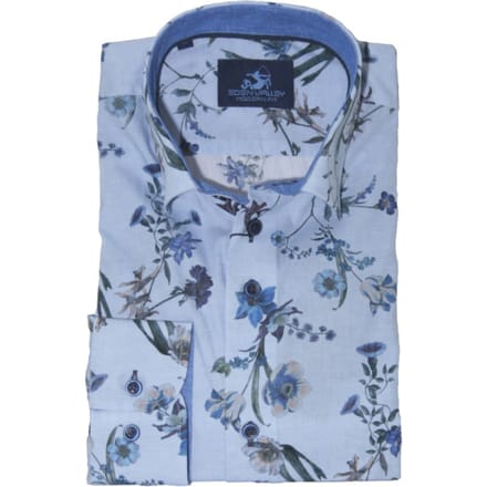 Eden Valley - Lange mouw overhemd - Mannen - L - Blauw - Katoen - 216065-Modern fit