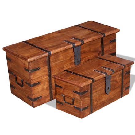 vidaXL - 2-delige - Opbergkistenset - massief - hout