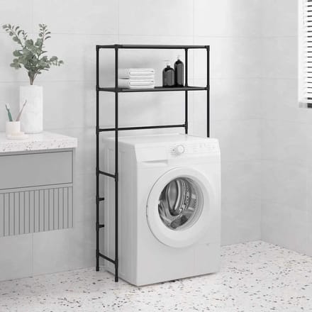 vidaXL - Wasmachinerek - 2-laags - 69x28x143 - cm - ijzer - zwart