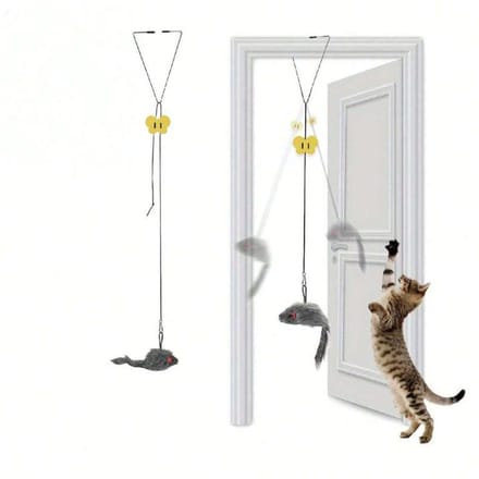 1 stuks Verstelbaar Hangend Katten Speeltje, voor Interactief Spel en Vermaak one-size grijs