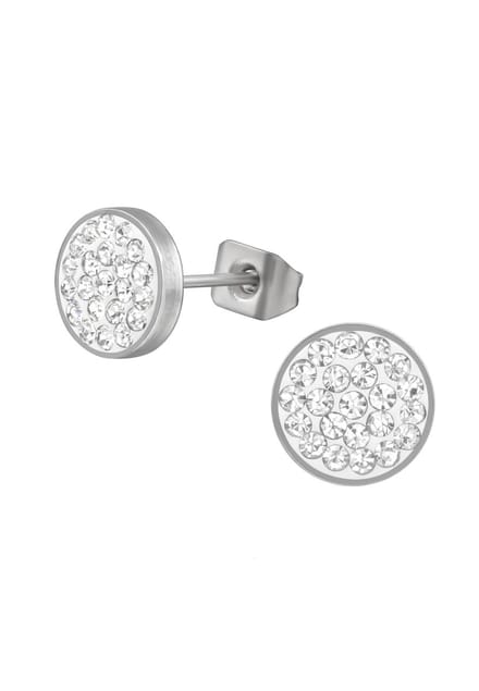 Ronde 8 mm Oorstekers van Hoogglans Chirurgisch Staal met Kristal