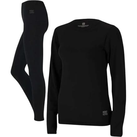 Heatkeeper Thermoset Dames - Basic Naadloos - Thermoshirt + Thermo Legging - Zwart - Maat S/M