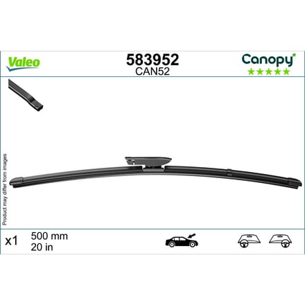 Wisserblad VALEO Canopy 583952, 500mm, Voor, 1 Stuk