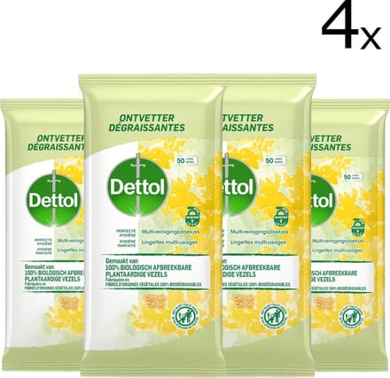Dettol Schoonmaakdoekjes Bio afbreekbaar Citrus - 50 stuks x4