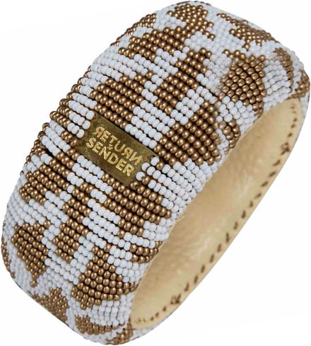 Return to Sender Armband Dames breed - Ø 7 cm - Wit, Goud - Glazen kralen