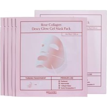 MIGUHARA Rose Collagen Dewy Glow Hydrogel Mask A face mask that turns with collagen and flower extracts for a lustrous finish Korean skincare x 5 white