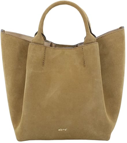 abro Leren schoudertas Leather Suede Shopper Essential Mud kaki