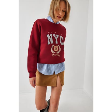 Geborduurd Ronde Hals Katoenen Sweatshirt