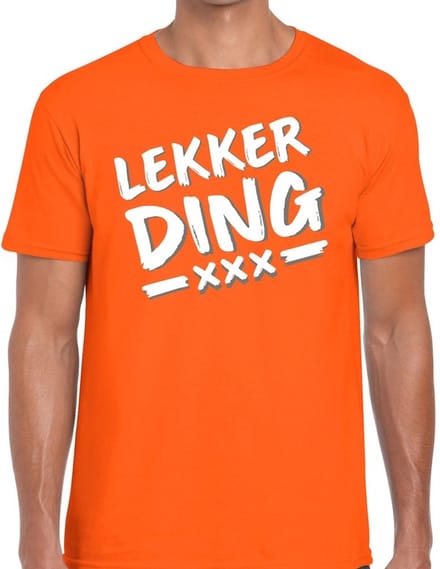 Oranje fun tekst t-shirt - Lekker Ding - oranje kleding voor heren L