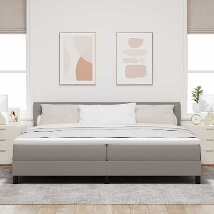 vidaXL - Boxspring - bed - met - kussen - met - hoofdeinde - Taupe - 200 - x - 200 - cm - Stof
