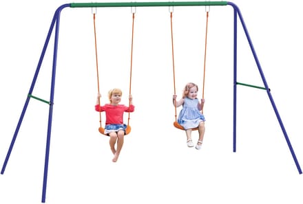 Outsunny - Schommel - 2 Schommelstoelen - Weerbestendig - voor 3-8 jaar