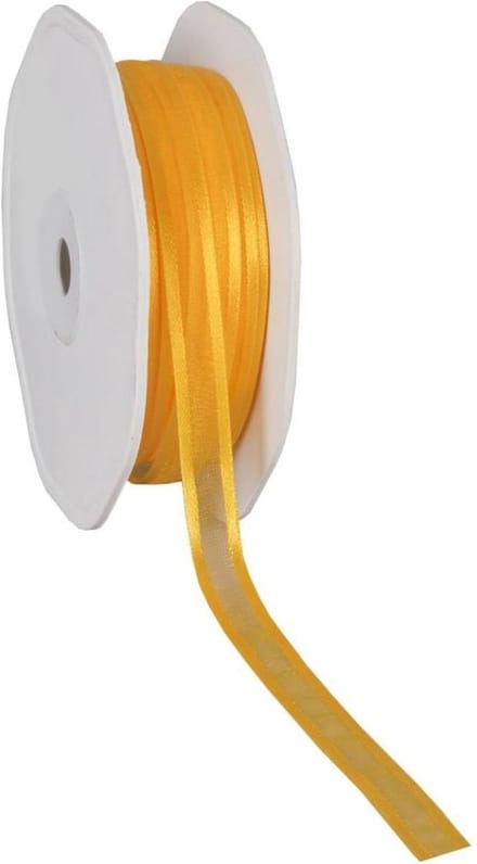 Satin edge Organzalint Geel – 10 mm × 50 m – Organza