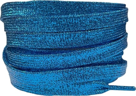New Age Devi - 120cm Blauwe Veters voor Sneakers - Glitterend en Glanzend - Platte Stijl