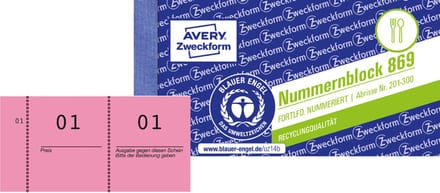 AVERY Zweckform Nummernblock 1 - 1000, 105 x 53 mm, 5-farbig