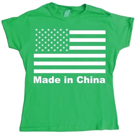 Hybris Made in China Girly T-shirt voor dames, groen