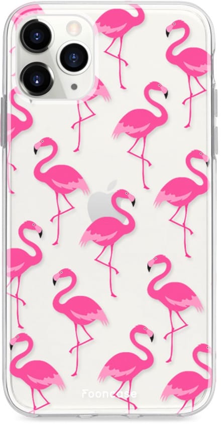Fooncase Hoesje Geschikt voor iPhone 11 Pro Max - Shockproof Case - Back Cover / Soft Case - Flamingo