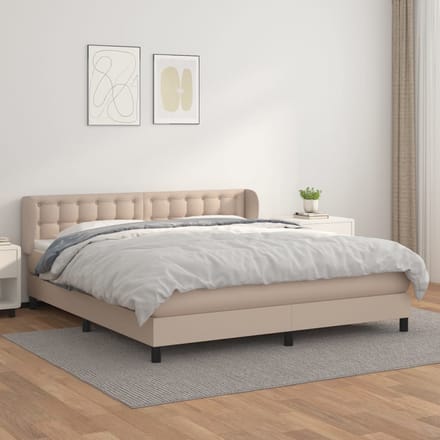 vidaXL - Boxspring - met - matras - kunstleer - cappuccinokleurig - 180x200 - cm