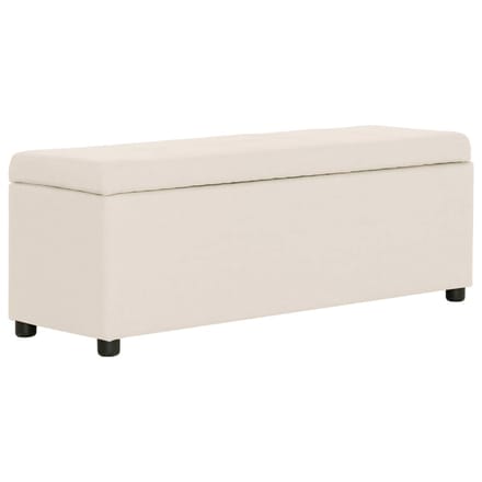 vidaXL - Bankje - met - opbergvak - 116 - cm - polyester - crème
