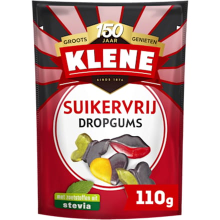 Klene Dropgums - drop & fruitsmaak - suikervrij - 110g