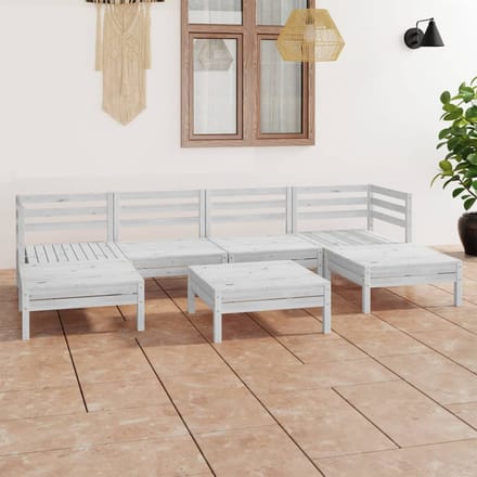 vidaXL - 7-delige - Loungeset - massief - grenenhout - wit