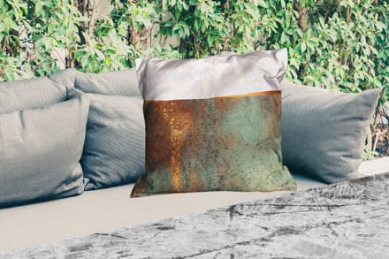 Sierkussen Buiten - Abstract - Luxe - Goud - 60x60 cm - Weerbestendig