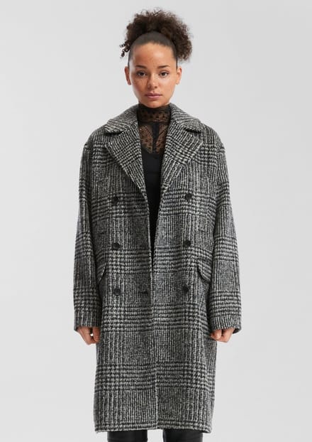 Oversized wollen mantel dames QS