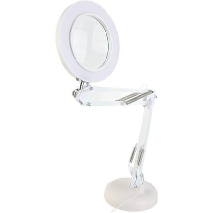 Desktop Vergrootglas 8x Vergroting 10 Niveaus Verstelbare Helderheid 64 LED's Vergrootglas Bureau Lamp met Opvouwbaar wit