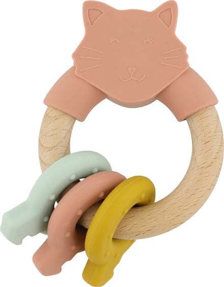 Trixie Baby Wooden Silicone Activity Ring - Mrs. Cat